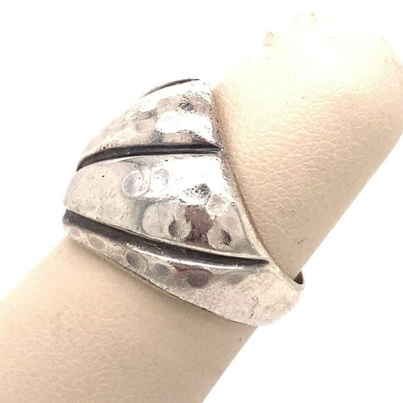 VTG Estate Sterling Silver Hammered Size 6.75 Ring! 141 - Picture 3 of 7